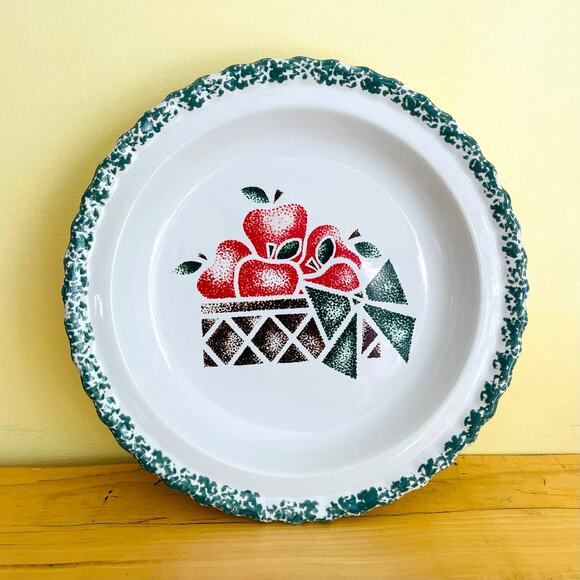 Vintage House Of Lloyd Pie Plate Dish Apples Basket Folk Country Cottage - Picture 2 of 9